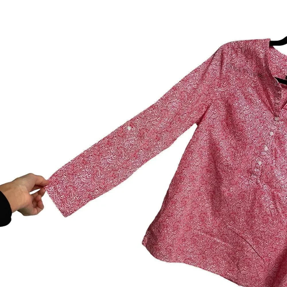 LIBERTY ART FABRICS Cotton Floral Print Popover Long Sleeve Blouse Shirt S